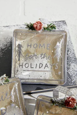Decorator's Warehouse 4" Square Text Glass Ornament > Christmas Sale|Christmas Decor