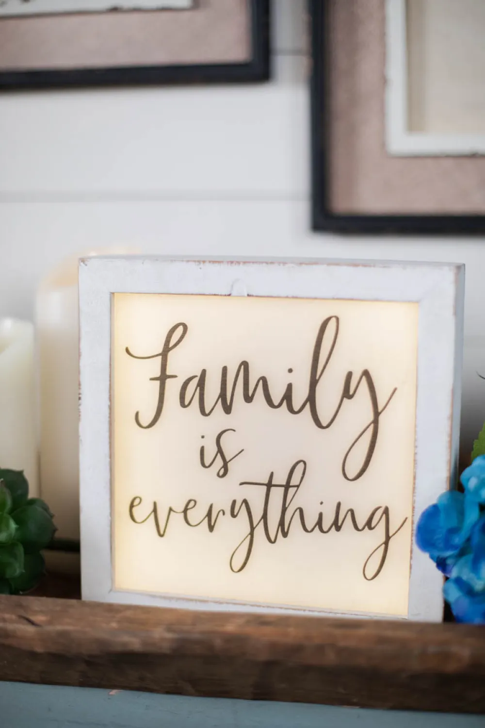 Decorator's Warehouse 9" Square White Wood Plaque with LED Lights > Christmas Decor|Fun Gifts