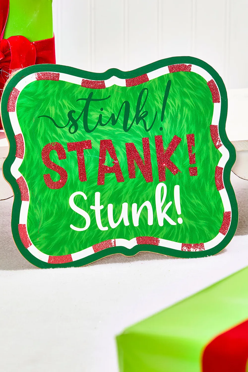 Decorator's Warehouse 10.5" Stink Stank Stunk Glitter Sign > Christmas Ornaments|Storyville