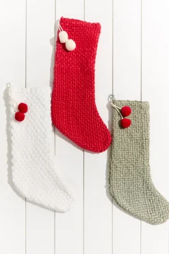 Decorator's Warehouse 20" Stocking With Pom Poms > Christmas Textiles|Believe