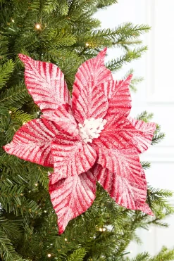 Decorator's Warehouse 24” Striped Poinsettia Christmas Tree Flower > Believe|Christmas Flowers