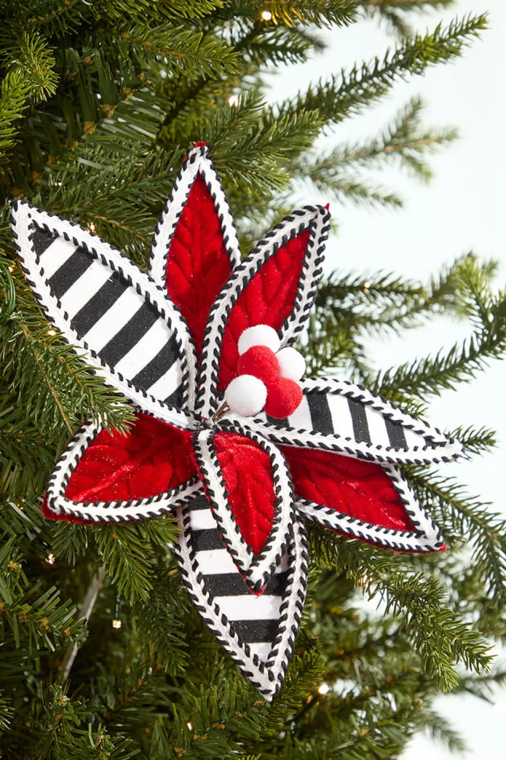 Decorator's Warehouse 22" Stripe Poinsettia Stem > Christmas Decor|Nutcracker