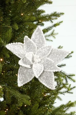 Decorator's Warehouse 24" Sweater Patterned Poinsettia Stem > Winter Woodland|Christmas Flowers
