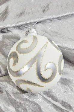 Decorator's Warehouse 4" Swirl Holiday Ball Ornament > Christmas Ornaments|White Christmas
