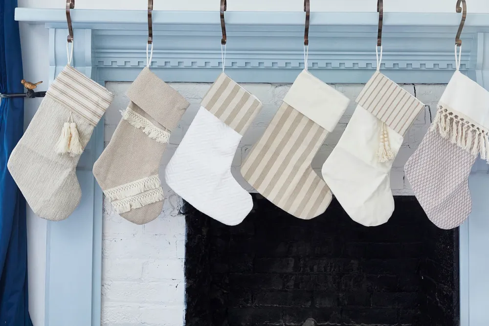 Decorator's Warehouse Tan Stocking with Tassels > Christmas Decor|Christmas Textiles