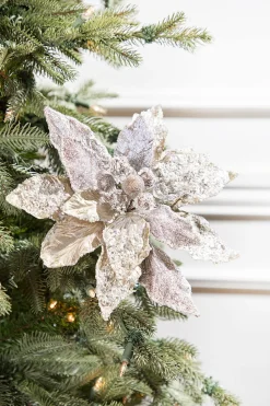 Decorator's Warehouse 28" Taupe Poinsettia Stem > Gold & Champagne|Natural Elegance