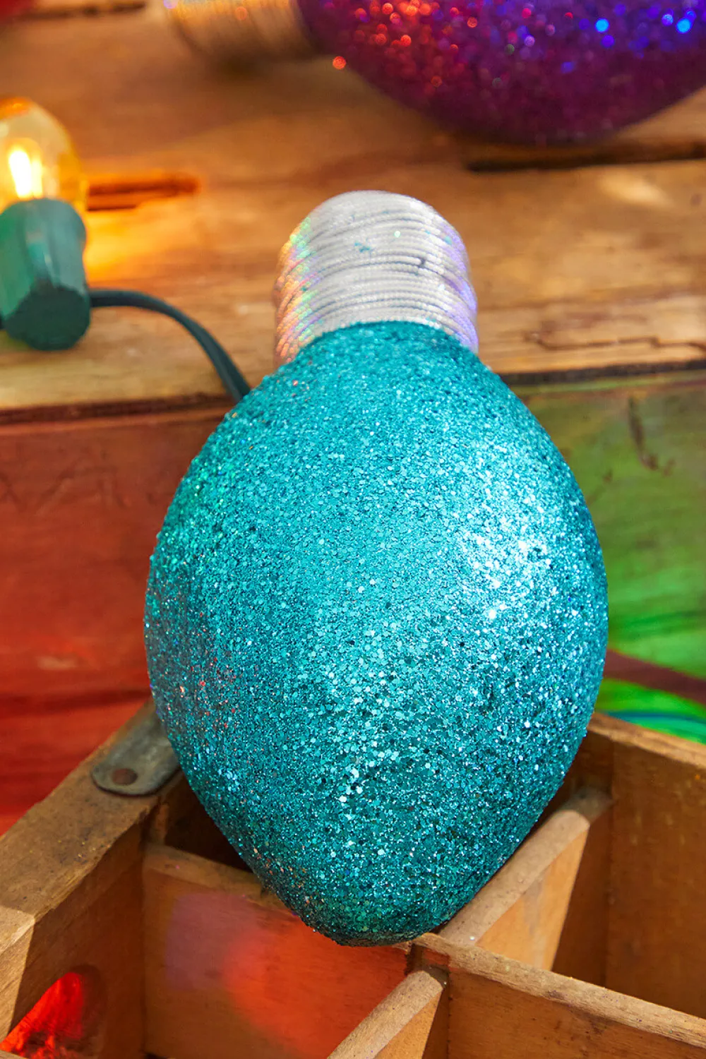 Decorator's Warehouse 7" Teal Glitter Light Bulb Ornament > Christmas Ornaments|Christmas Decor
