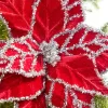 Decorator's Warehouse 24" Tinsel Edge Velvet Poinsettia Stem > Christmas Decor|Christmas Flowers