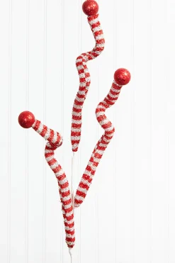 Decorator's Warehouse 35” Tinsel Peppermint Twist with Ball Spray > Christmas Sale|Christmas Sprays