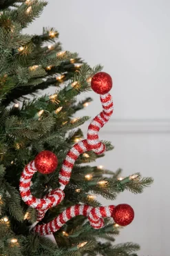 Decorator's Warehouse 35” Tinsel Peppermint Twist with Ball Spray > Christmas Sale|Christmas Sprays