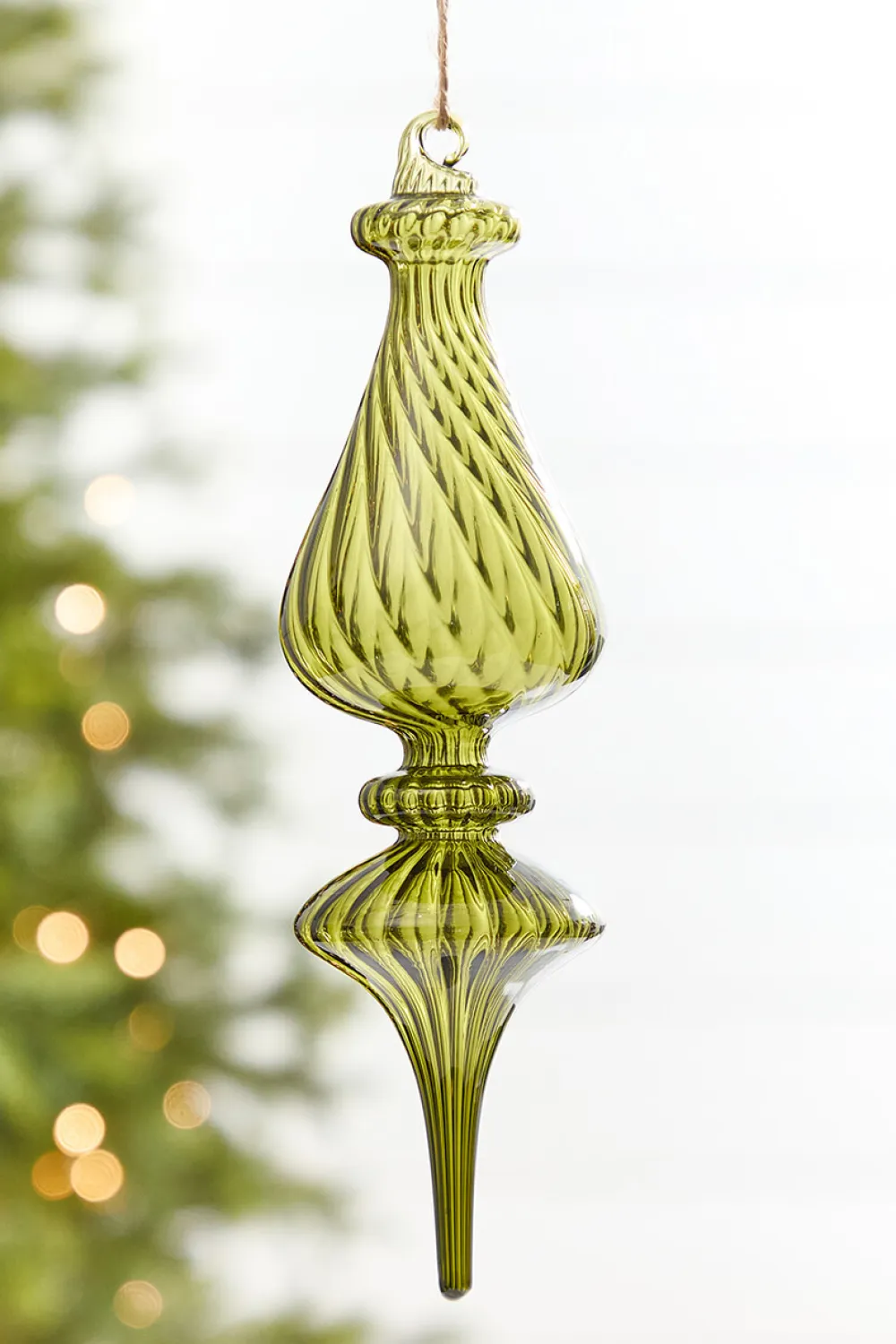 Decorator's Warehouse 9" - 10" Transparent Green Finial Glass Ornament > Christmas Decor|Merry & Bright