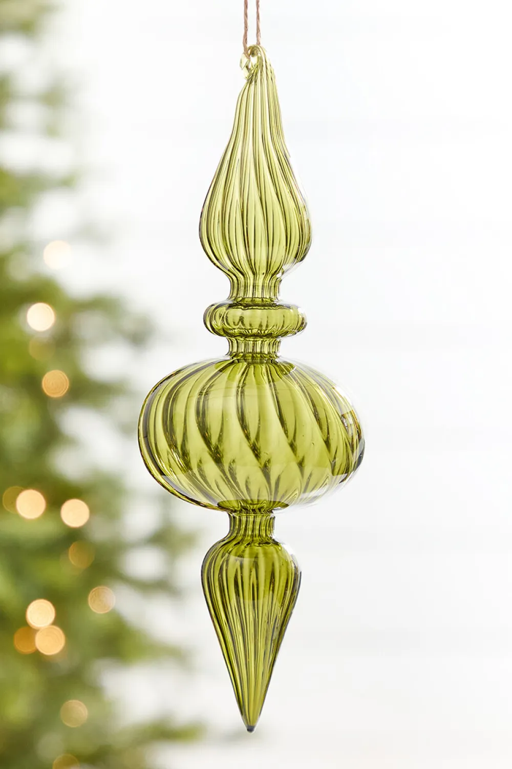 Decorator's Warehouse 9" - 10" Transparent Green Finial Glass Ornament > Christmas Decor|Merry & Bright