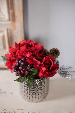 Decorator's Warehouse Valentine's Day Floral Arrangement with Real Touch Rose - Red > Christmas Sale|Christmas Decor