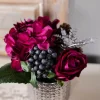 Decorator's Warehouse Valentine's Day Floral Arrangement with Real Touch Rose - Plum > Valentine'S Florals|Christmas Sale
