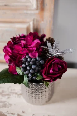 Decorator's Warehouse Valentine's Day Floral Arrangement with Real Touch Rose - Plum > Valentine'S Florals|Christmas Sale
