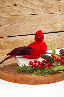 Decorator's Warehouse 13" Velvet & Feather Cardinal Clip Ornament > Christmas Ornaments|Cardinal