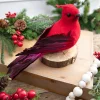 Decorator's Warehouse 9” Velvet Feathered Cardinal Clip Ornament > Cardinal