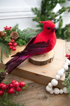 Decorator's Warehouse 9” Velvet Feathered Cardinal Clip Ornament > Cardinal