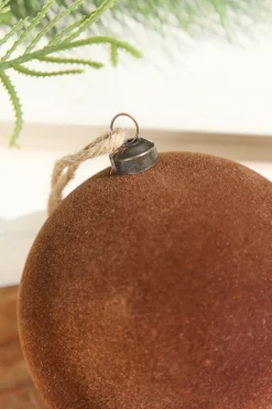 Decorator's Warehouse 4" Velvet Flocked Ornament - Brown > Christmas Decor|Christmas Ornaments