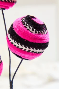 Decorator's Warehouse 17" Velvet Stripe Ball Spray - Pink > Halloween|Halloween