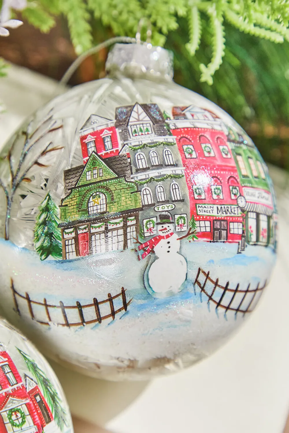 Decorator's Warehouse 4" Village Scene Glass Ornament > Christmas Decor|Christmas Ornaments