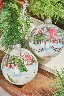 Decorator's Warehouse 4" Village Scene Glass Ornament > Christmas Decor|Christmas Ornaments
