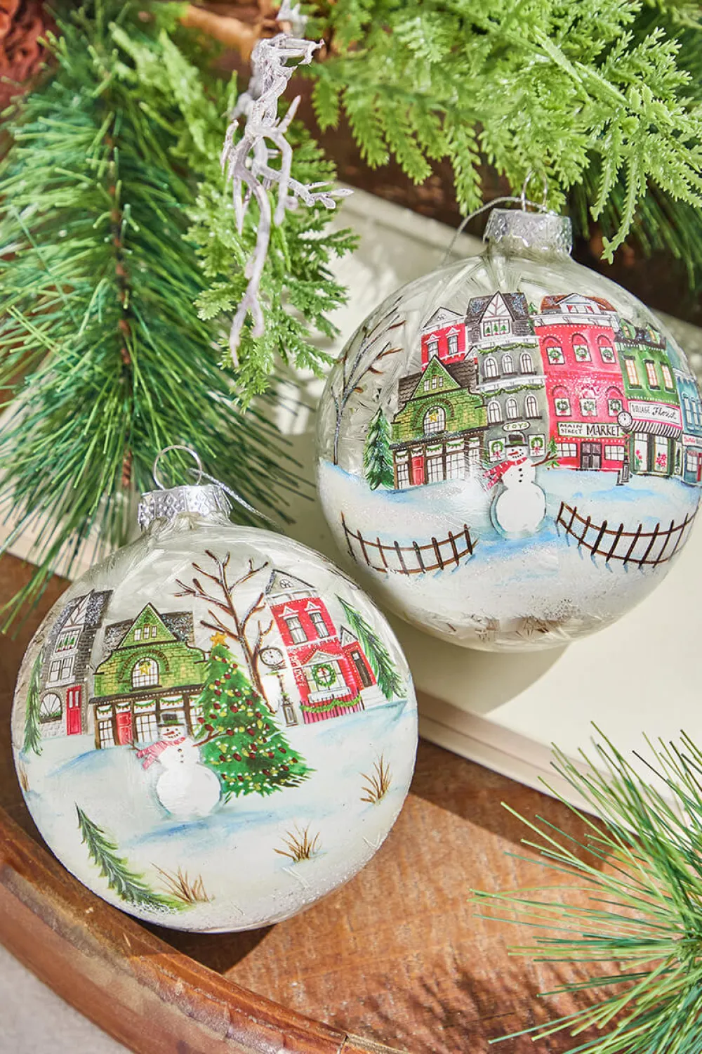 Decorator's Warehouse 4" Village Scene Glass Ornament > Christmas Decor|Christmas Ornaments