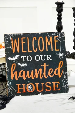 Decorator's Warehouse 10" Welcome To Our Haunted House Sign > Halloween|Halloween