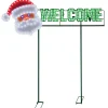 Decorator's Warehouse 36" Welcome Yard Sign - Santa Face - Red/Green/Pure White 190L > Outdoor Lighting|Lit Signs