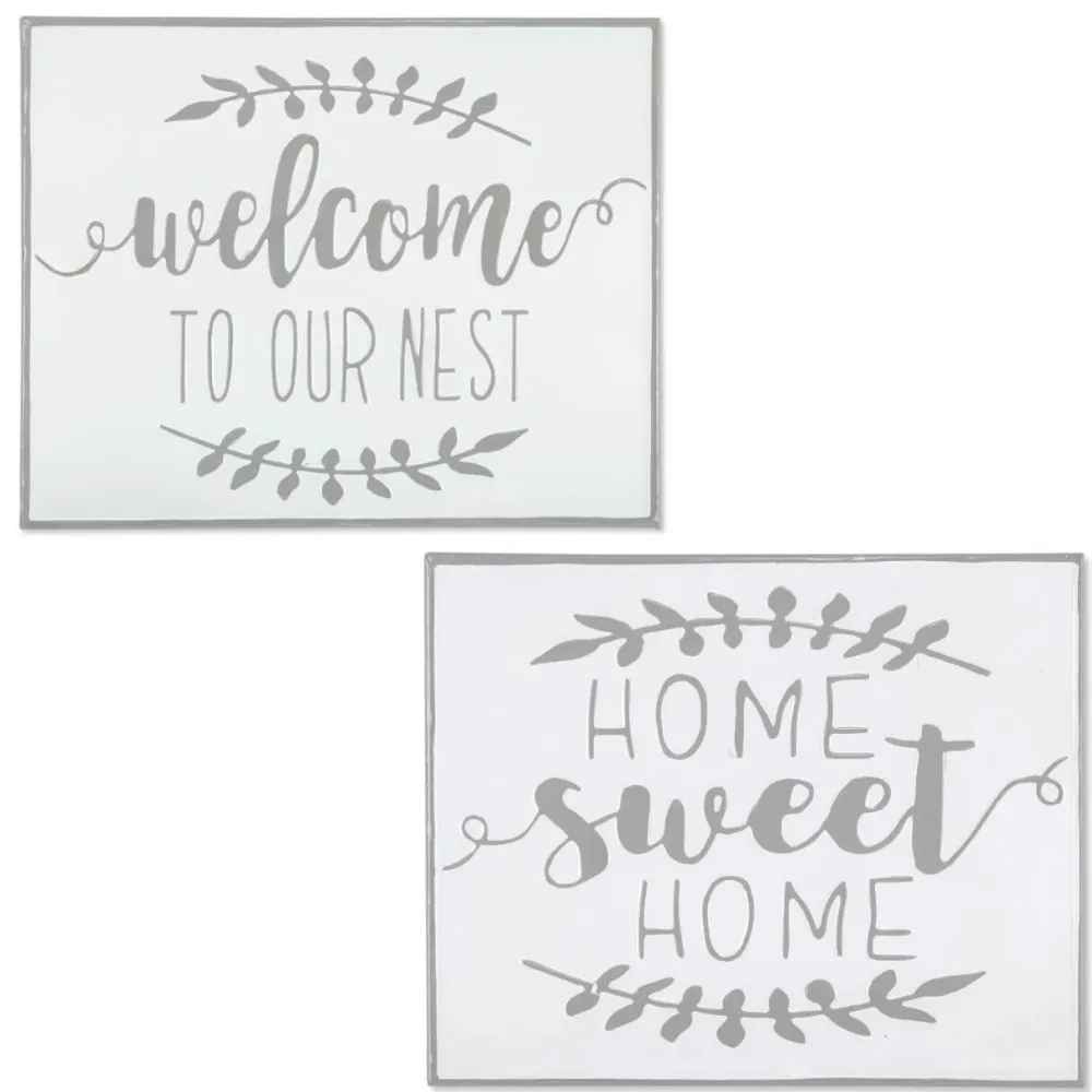 Decorator's Warehouse 19" White and Grey Metal Enamel Wall Decor > Christmas Sale|Christmas Decor