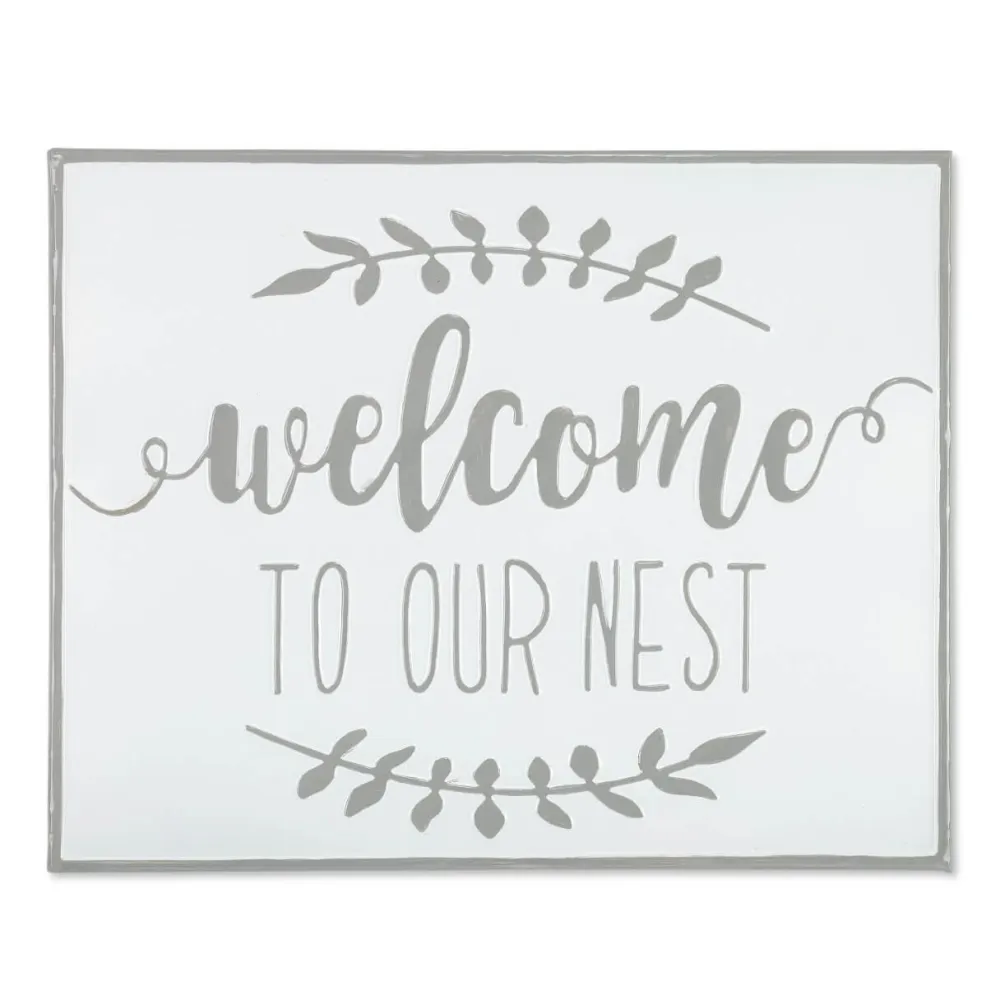 Decorator's Warehouse 19" White and Grey Metal Enamel Wall Decor > Christmas Sale|Christmas Decor
