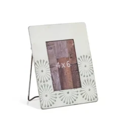 Decorator's Warehouse 9" White and Grey Metal 4x6 Picture Frame > Christmas Decor|Fun Gifts