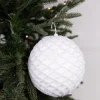 Decorator's Warehouse 6” White Glittered Net Ball Ornament > White Christmas|Christmas Decor