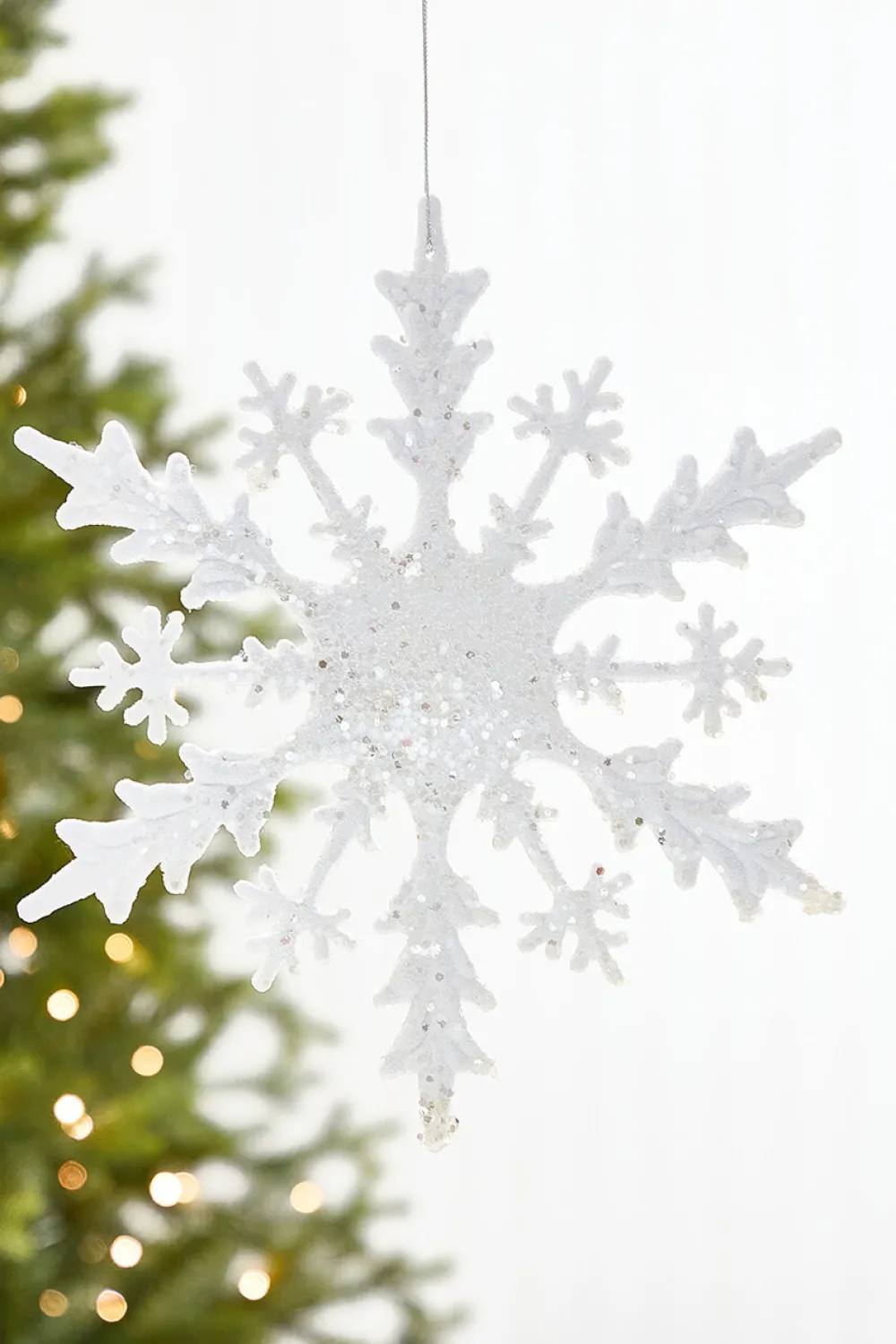 Decorator's Warehouse 12" White Glitter Snowflake Ornament > White Christmas|Sugar & Spice