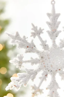 Decorator's Warehouse 8" White Glitter Snowflake Ornament > White Christmas|Sugar & Spice