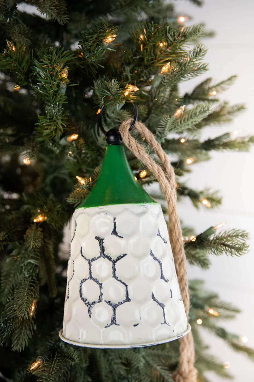 Decorator's Warehouse 9” White/Green Metal Bell Ornament > Christmas Decor|Believe