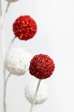 Decorator's Warehouse 30” White & Red Ball Stem > Christmas Sprays|Christmas Decor