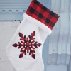 Decorator's Warehouse White Stocking with Buffalo Check Snowflake > Christmas Textiles|Christmas Decor