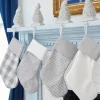 Decorator's Warehouse White Stocking with Gray Stripes > Christmas Textiles|Christmas Decor