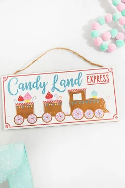 Decorator's Warehouse 12" White Tan Turquoise Pink Red "Candy Land Express" Sign > Santa'S Sweet Shoppe|Christmas Decor