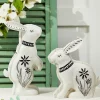 Decorator's Warehouse 8" - 10" White With Black Bunny Resin Figure - Set of 2 > Easter Decor|Easter Decor