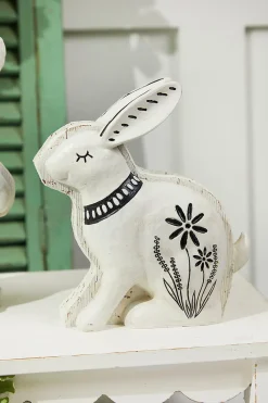 Decorator's Warehouse 8" - 10" White With Black Bunny Resin Figure - Set of 2 > Easter Decor|Easter Decor