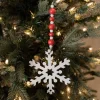 Decorator's Warehouse 9” Wood Bead MDF Snowflake Drop Ornament > Christmas Ornaments|Farmhouse