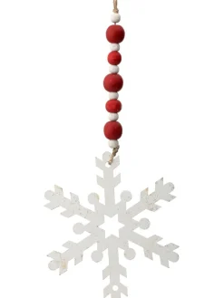 Decorator's Warehouse 9” Wood Bead MDF Snowflake Drop Ornament > Christmas Ornaments|Farmhouse