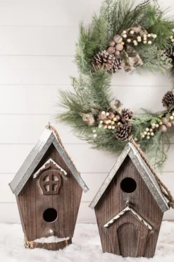 Decorator's Warehouse Wood Galvanized Metal Birdhouse > Winter Woodland|Christmas Accents