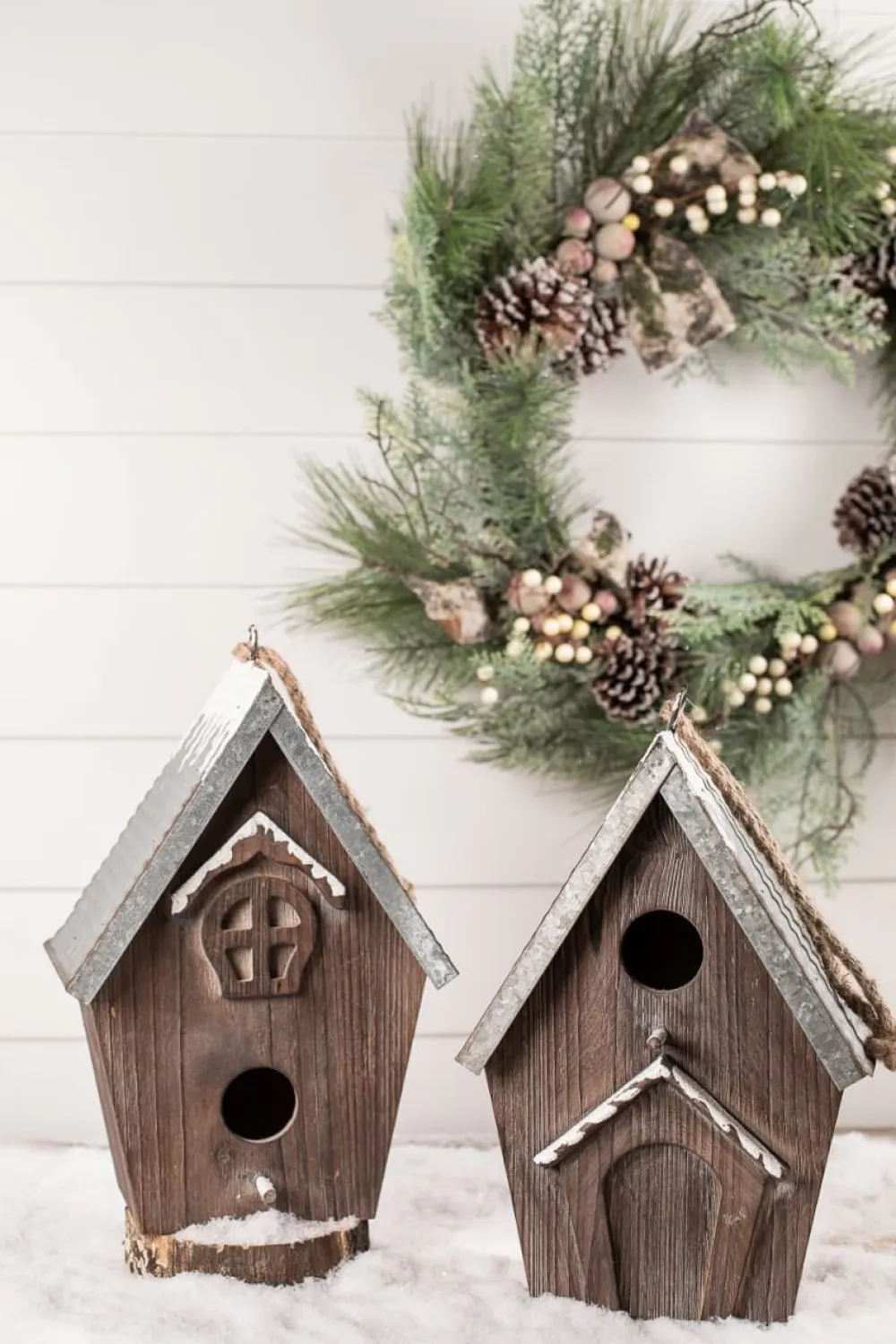 Decorator's Warehouse Wood Galvanized Metal Birdhouse > Winter Woodland|Christmas Accents