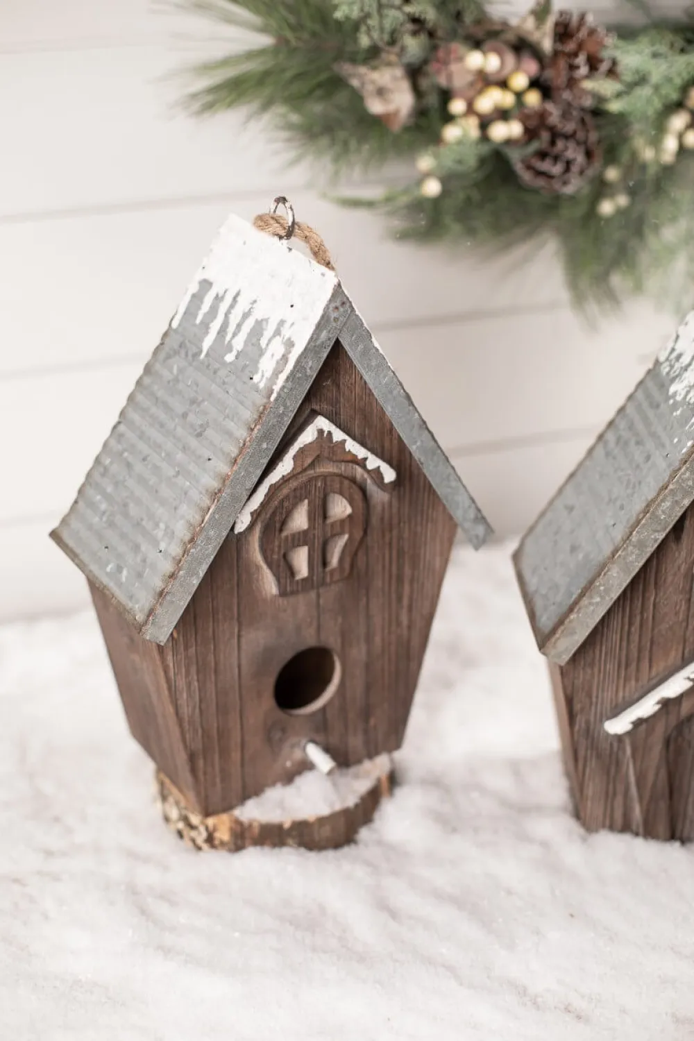 Decorator's Warehouse Wood Galvanized Metal Birdhouse > Winter Woodland|Christmas Accents