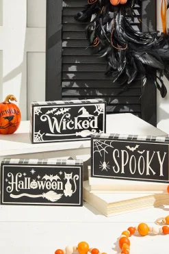 Decorator's Warehouse 7.8" Wood Halloween Design Engraved Block > Halloween|Halloween