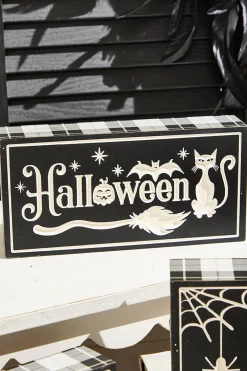 Decorator's Warehouse 7.8" Wood Halloween Design Engraved Block > Halloween|Halloween
