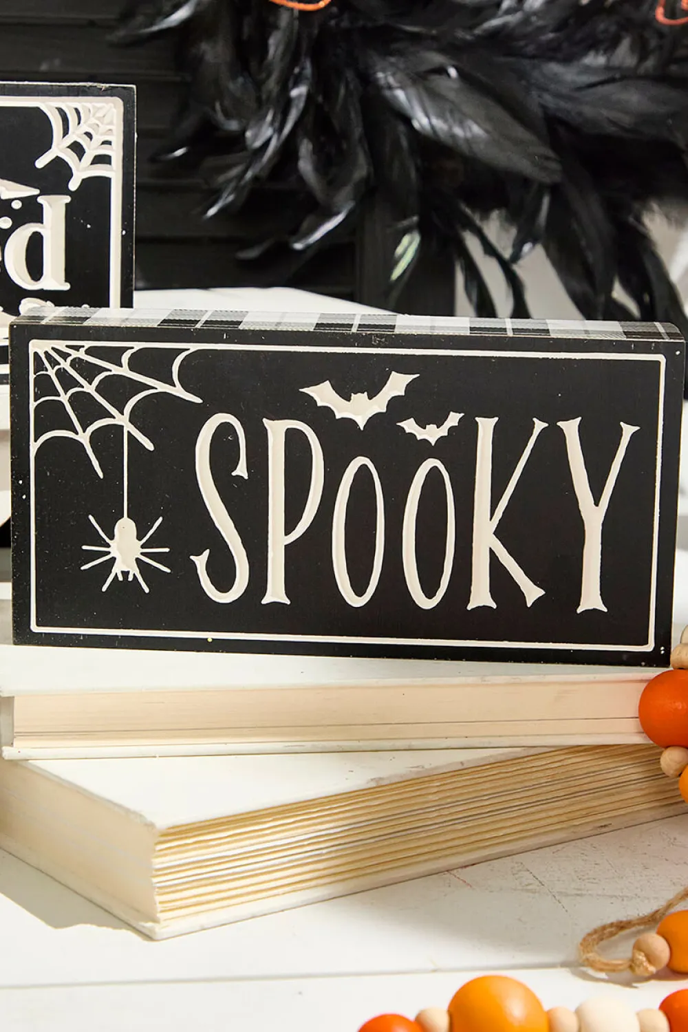 Decorator's Warehouse 7.8" Wood Halloween Design Engraved Block > Halloween|Halloween